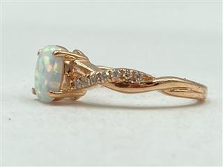 10K Yellow Gold & Synthetic Opal Stone Ring 2.2g